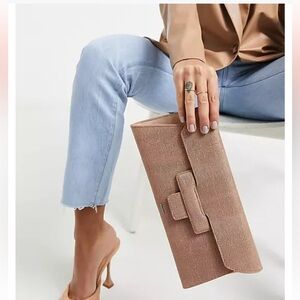 Reiss Orla Lizard Embossed Lambskin Crossbody Clutch